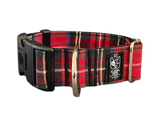 Collar click cuadros escoceses rojo-verde